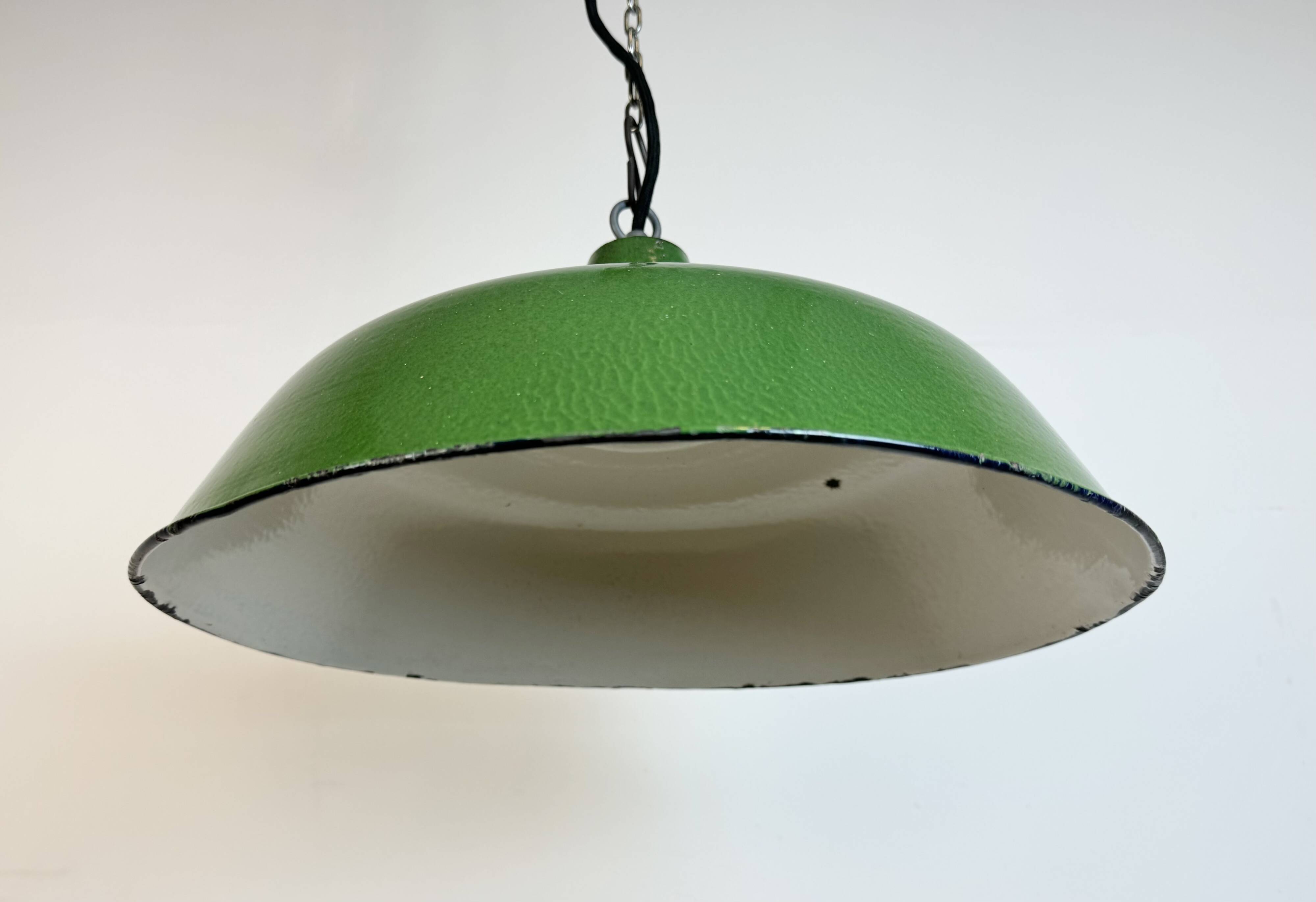 Industrial Green Enamel Factory Pendant Lamp, 1960s