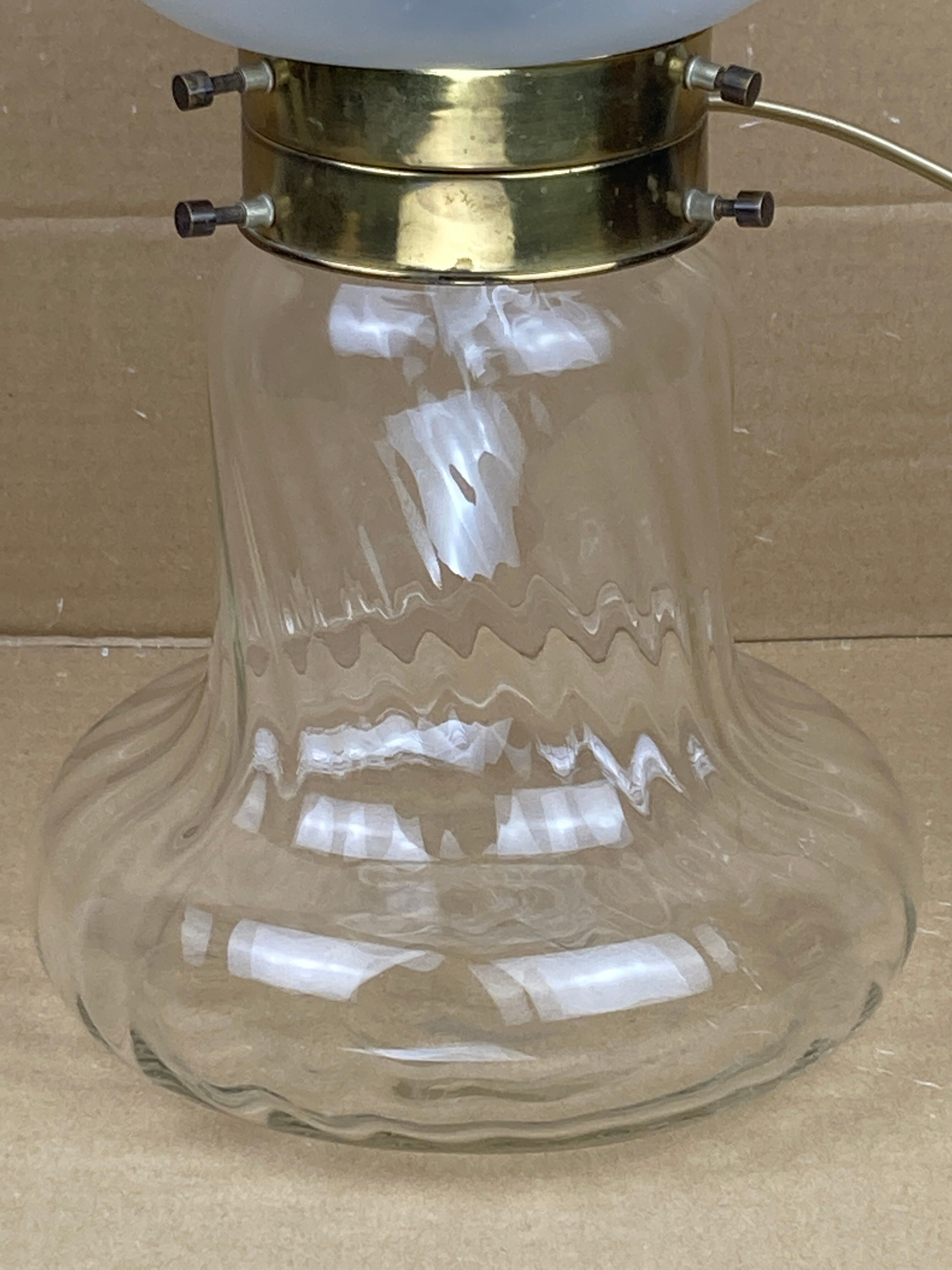 Midcentury Art Deco style swirl brass and glass mushroom table lamp
