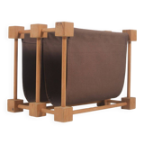 Double magazine holder in wood with linen, 1960s