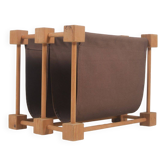 Double magazine holder in wood with linen, 1960s
