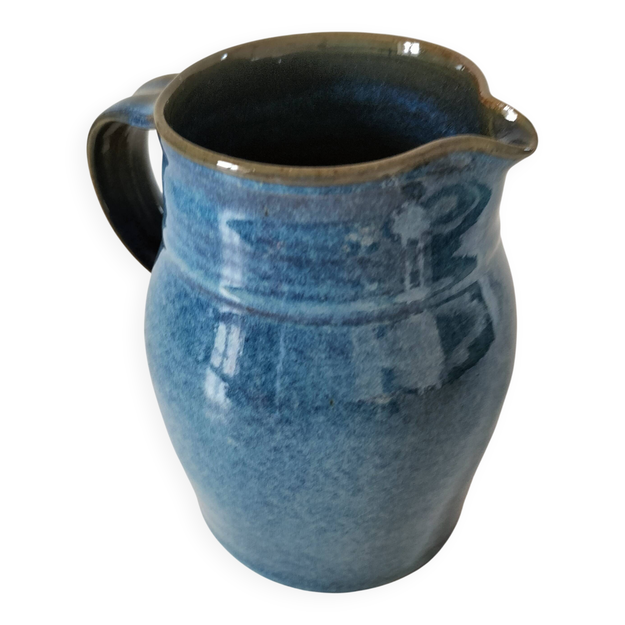 Blue glazed stoneware jug
