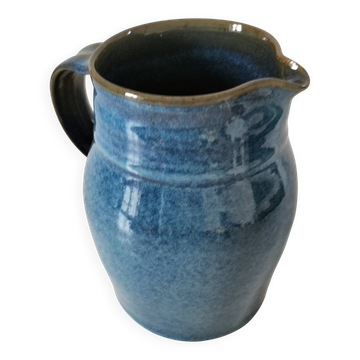 Pichet en grès émaillé bleu