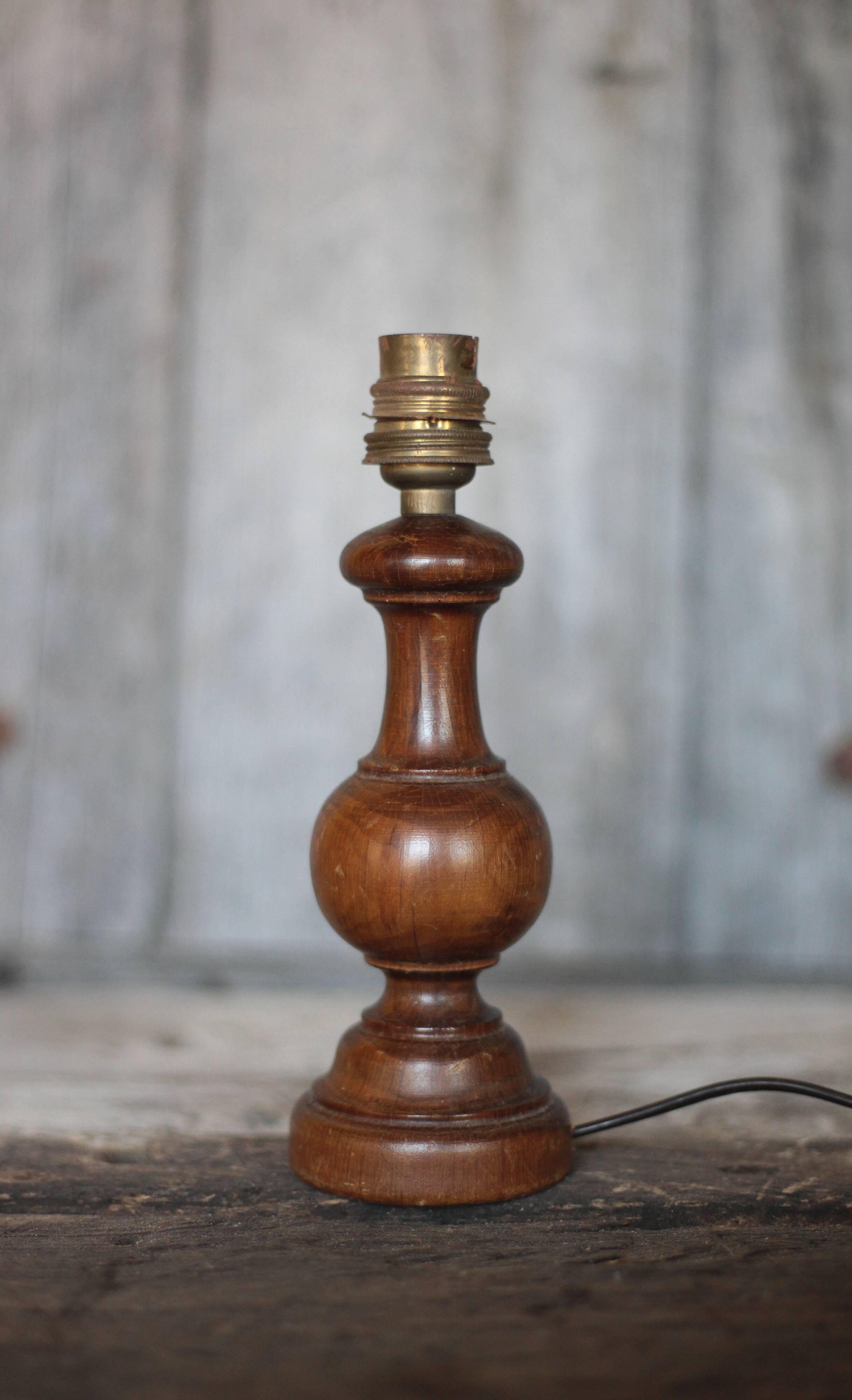wood lamp, vintage wooden lamp base, table lamp, living room lamp