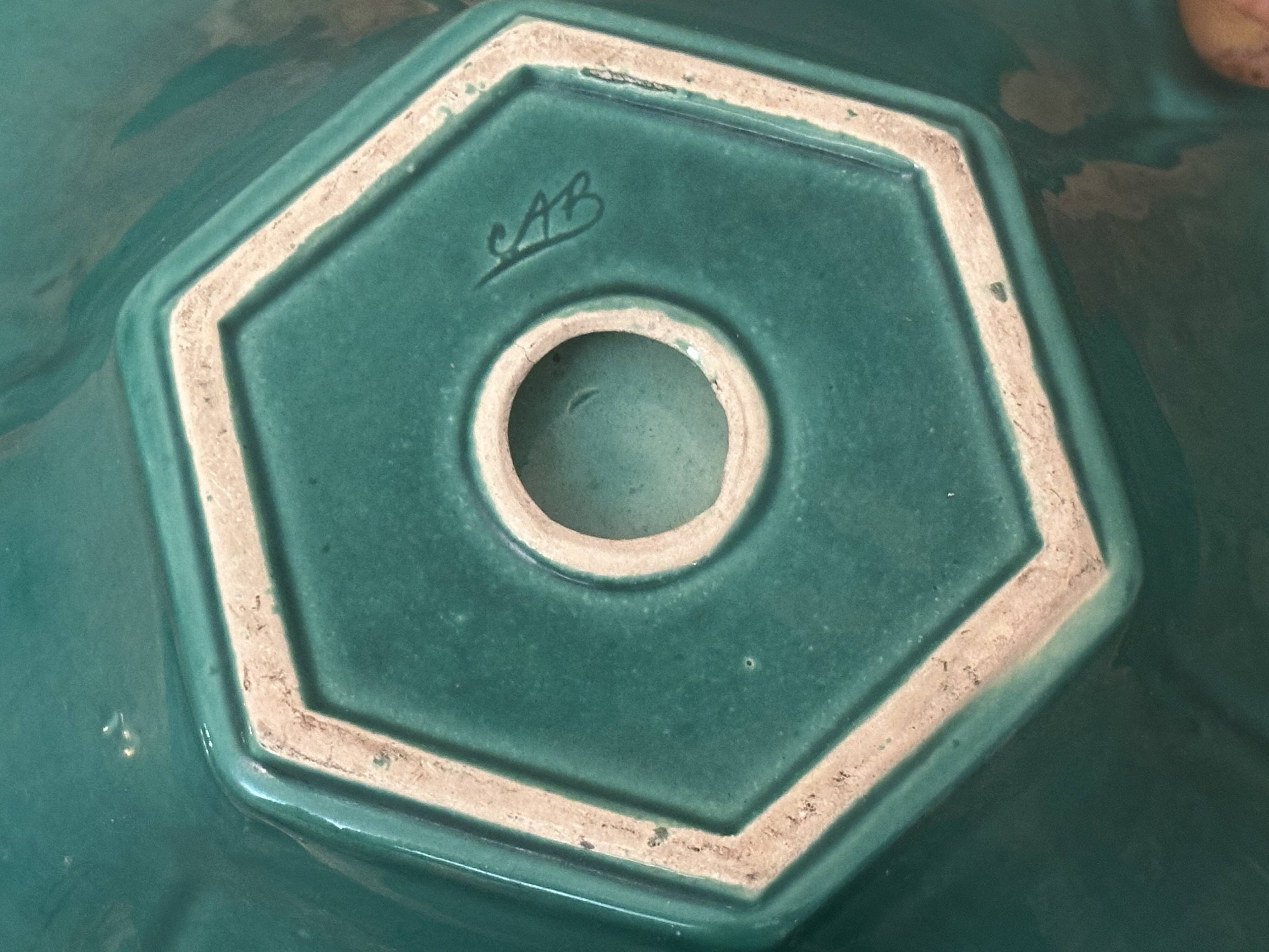 CAB Art Ceramics of Bordeaux - Large green art-deco centerpiece