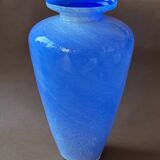 Large blue glass vase 37cm