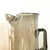 Design jugs in smoked glass with pinched neck. around 1970
