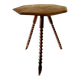 turned wooden side table