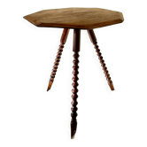 turned wooden side table