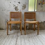 Pair of Baumann chairs beech and cannage