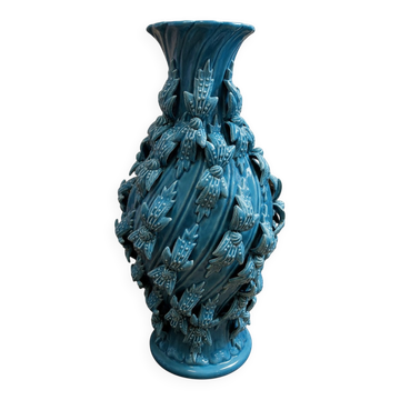 Large baluster vase in turquoise glazed ceramic from Maises.