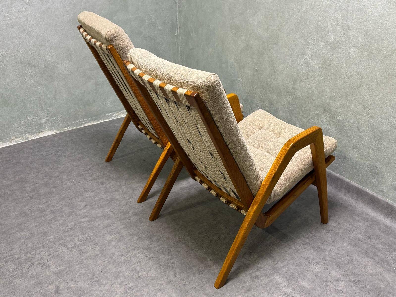 Paire de fauteuils par Jan Vaněk, années 1940, entièrement restaurés, Tchécoslovaquie