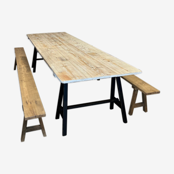 Large pine guinguette farm table