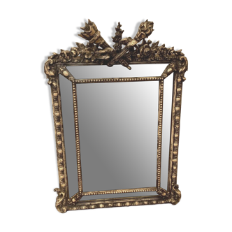 Louis XVI style mirror in wood and patinated stucco XIX century
