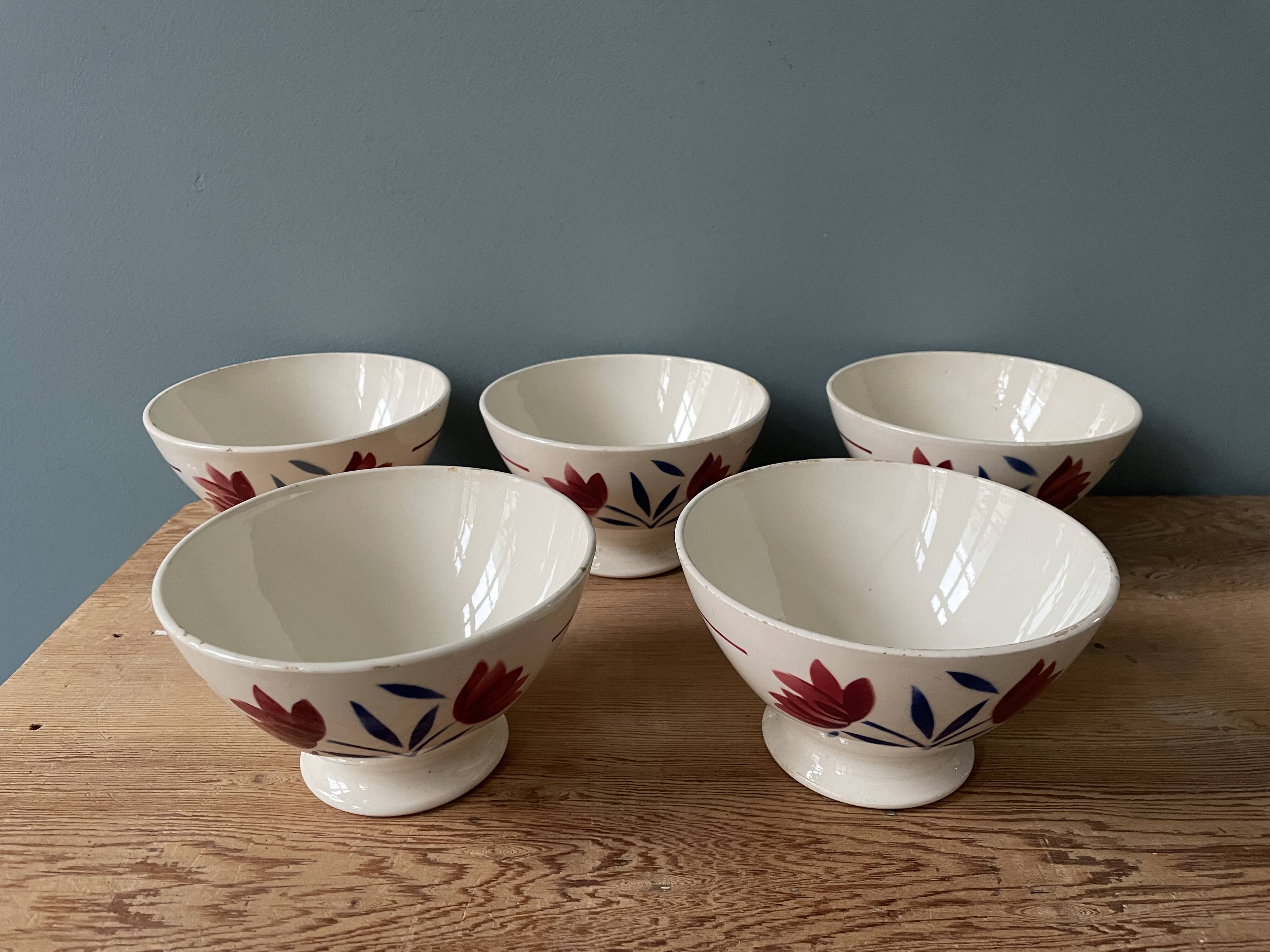 Set of 5 vintage badonviller earthenware bowls