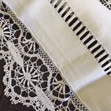 Embroidered white linen tablecloth, square