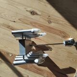 Sculptural vintage 70s chandelier – metal & aluminium – 55 × 26 cm