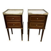 Pair of Louis XVI style bedside tables in mahogany