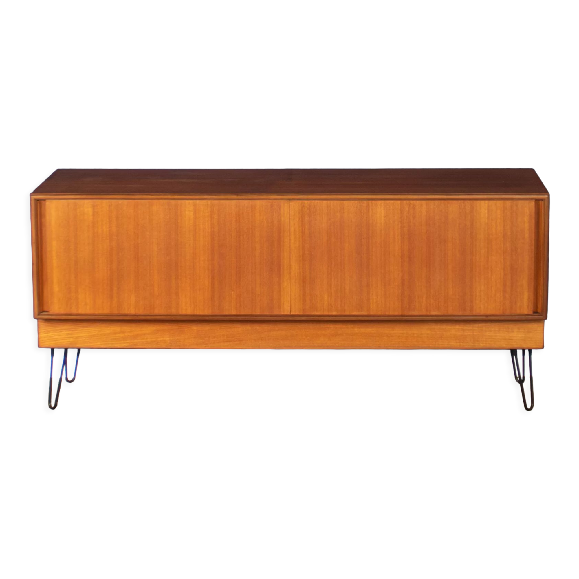 Retro teak 1960s G plan form five sideboard on hairpin legs
