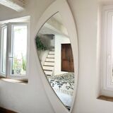 Miroir mural déstructuré Space Age en bois XXL, France, années 70