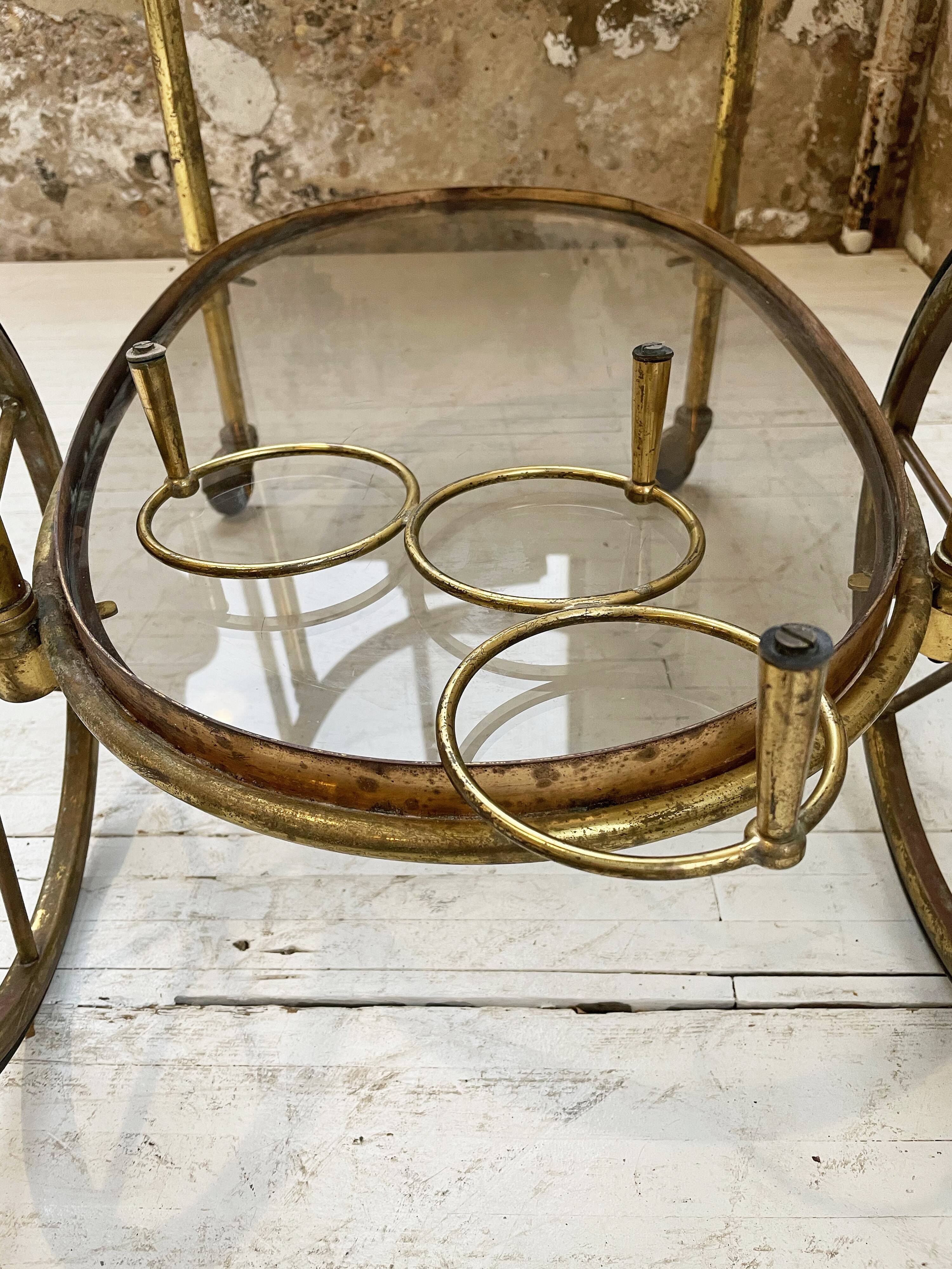 Cart serves brass bar