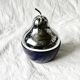 Confiturier-sucrier poire vintage en métal chromé et verre bleu cobalt