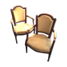 Paire de fauteuils de style Louis XVI velours jaune