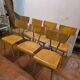 7 vintage school chairs in chrome metal from the 1970s