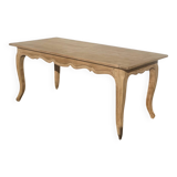 Large antique table in raw solid wood with 2 extensions for 8 to 12 people