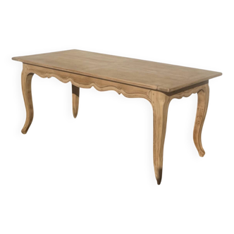 Large antique table in raw solid wood with 2 extensions for 8 to 12 people