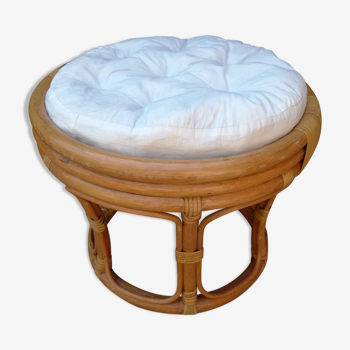 Pouf vintage en rotin et bambou