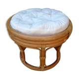 Vintage pouf in rattan and bamboo