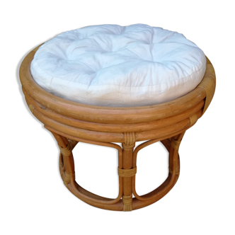 Vintage pouf in rattan and bamboo