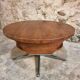 Vintage French Cherry Wood Coffee Table with Rotating Top - 1960s Round Shape on Iron Base Ø80cm
