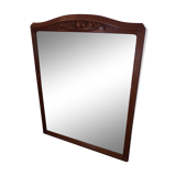 Large bevelled vintage mirror in carved walnut 110x146cm