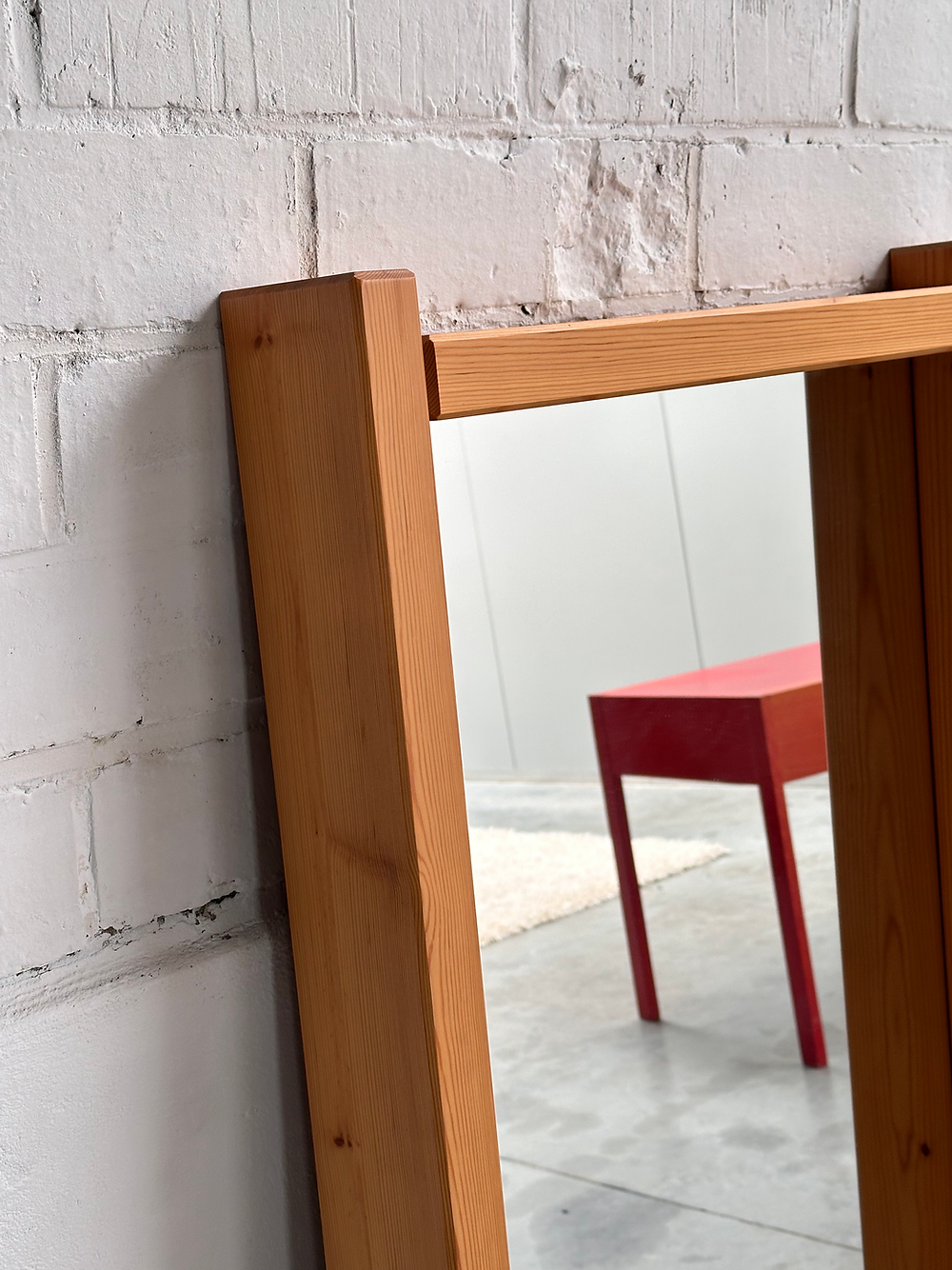 Large mirror in Swedish pine, 1970s