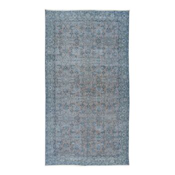 118x219 cm contemporary hand-knotted turkish accent rug over-dyed in blue, circa 1960. tek0407