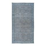 118x219 cm contemporary hand-knotted turkish accent rug over-dyed in blue, circa 1960. tek0407