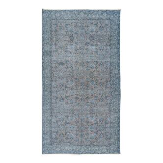 118x219 cm contemporary hand-knotted turkish accent rug over-dyed in blue, circa 1960. tek0407