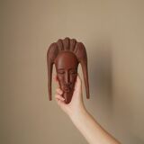 Carved wooden mask African art woman face handcrafted tribal ethnic decoration