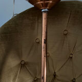 Opaline white globe pendant light with metal stem, Art Deco style.