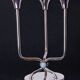 Art deco candlestick in stainless steel, 3 flames and blue stones, Spain, 1970