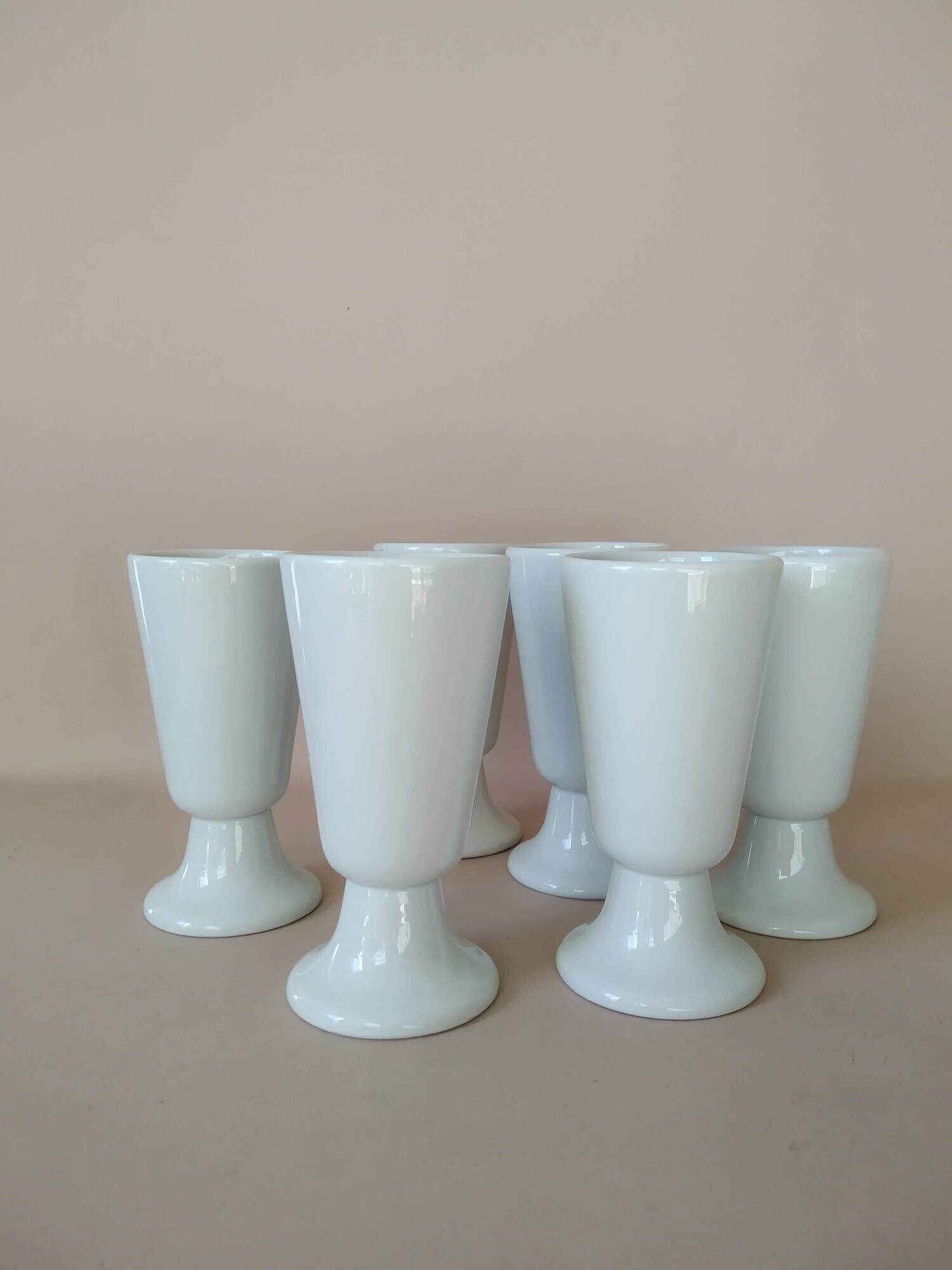 Lot 6 mazagrans white porcelain CNP Vintage