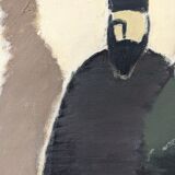 Mid-Century Modern Swedish "The Priests" Vintage Figurative Oil Painting, Framed