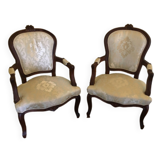 Pair of Louis XV style convertible armchairs