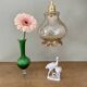 Vintage globe pendant light in amber glass