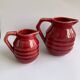2 petits pots à lait et à crème Onnaing art déco rouge