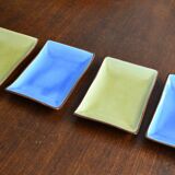 4 rectangular enameled ceramic cups