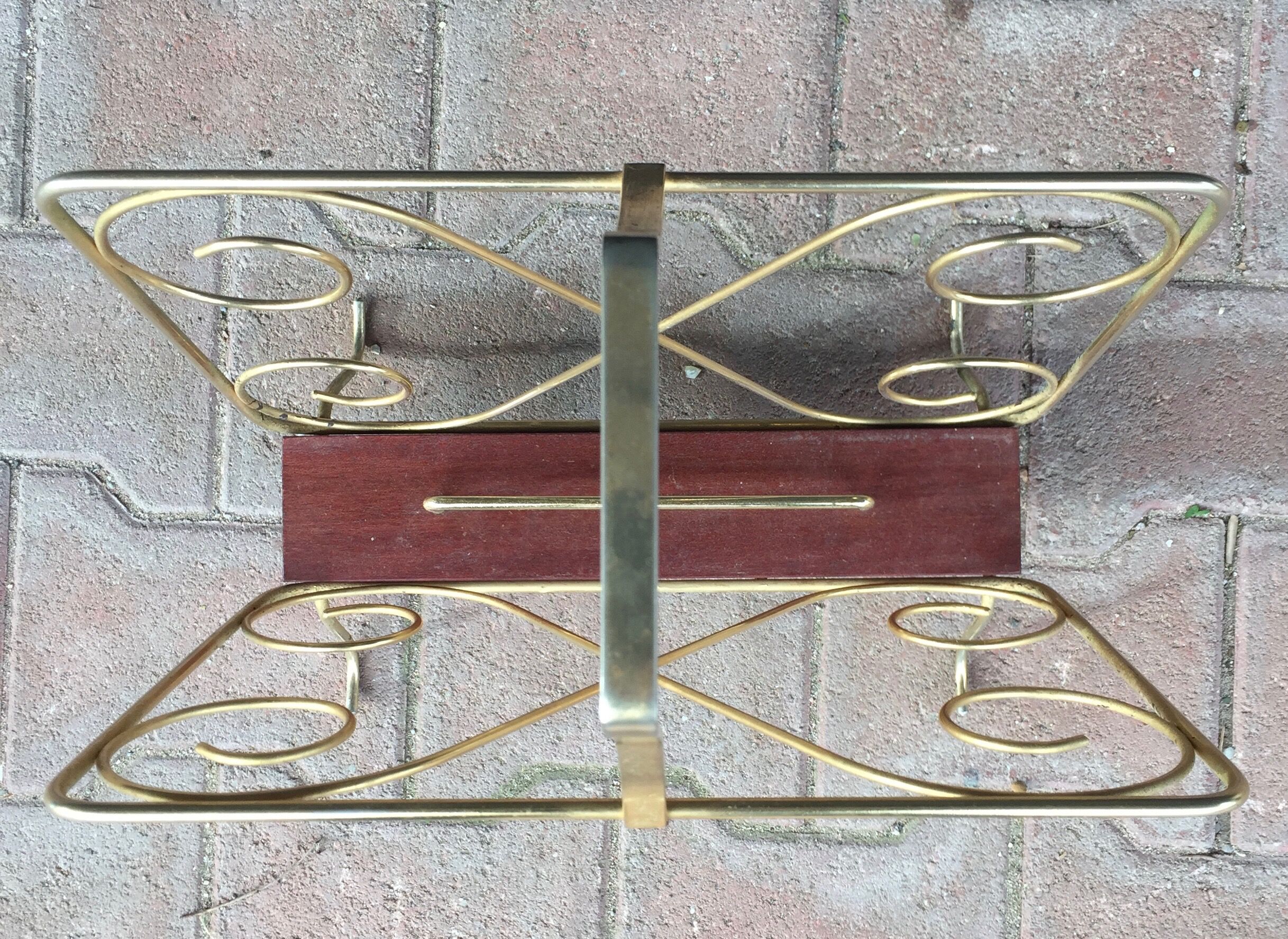 Porte revues bois et métal doré