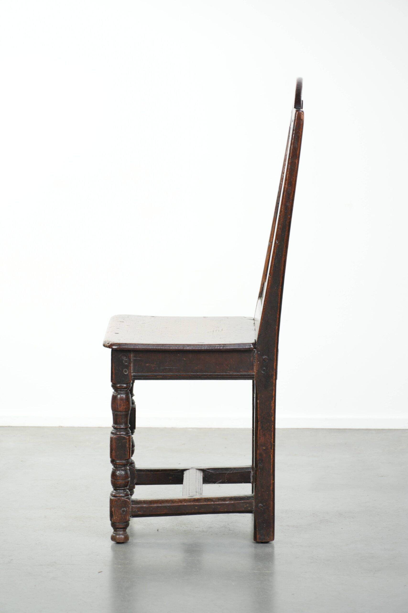 French antique Lorraine chair made of oak from the 18th century