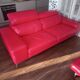 XXL Set Red Leather House - sofa, armchair and 2 poufs
